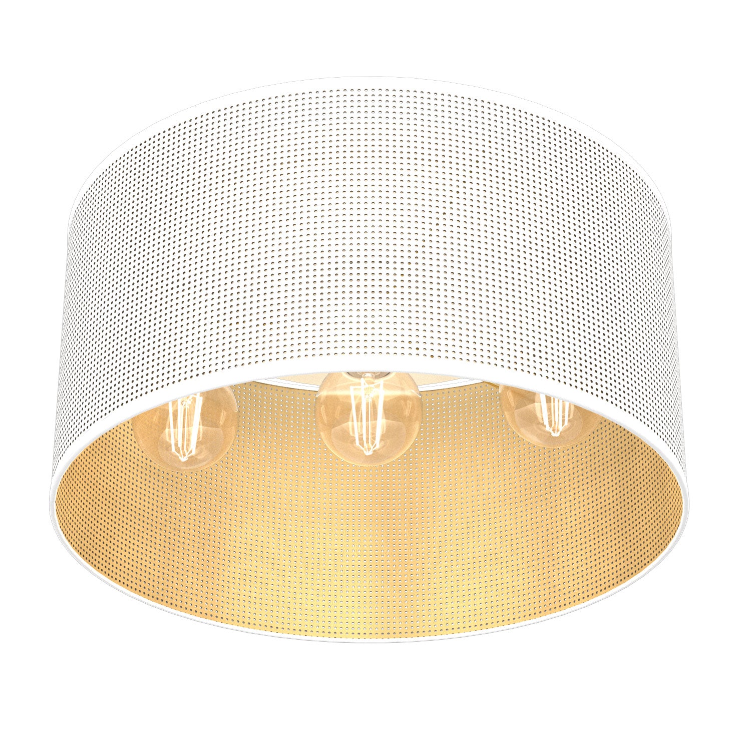 plafon Loft shade white, cylinder shade dia 400 h 200 white/gold 3xE27