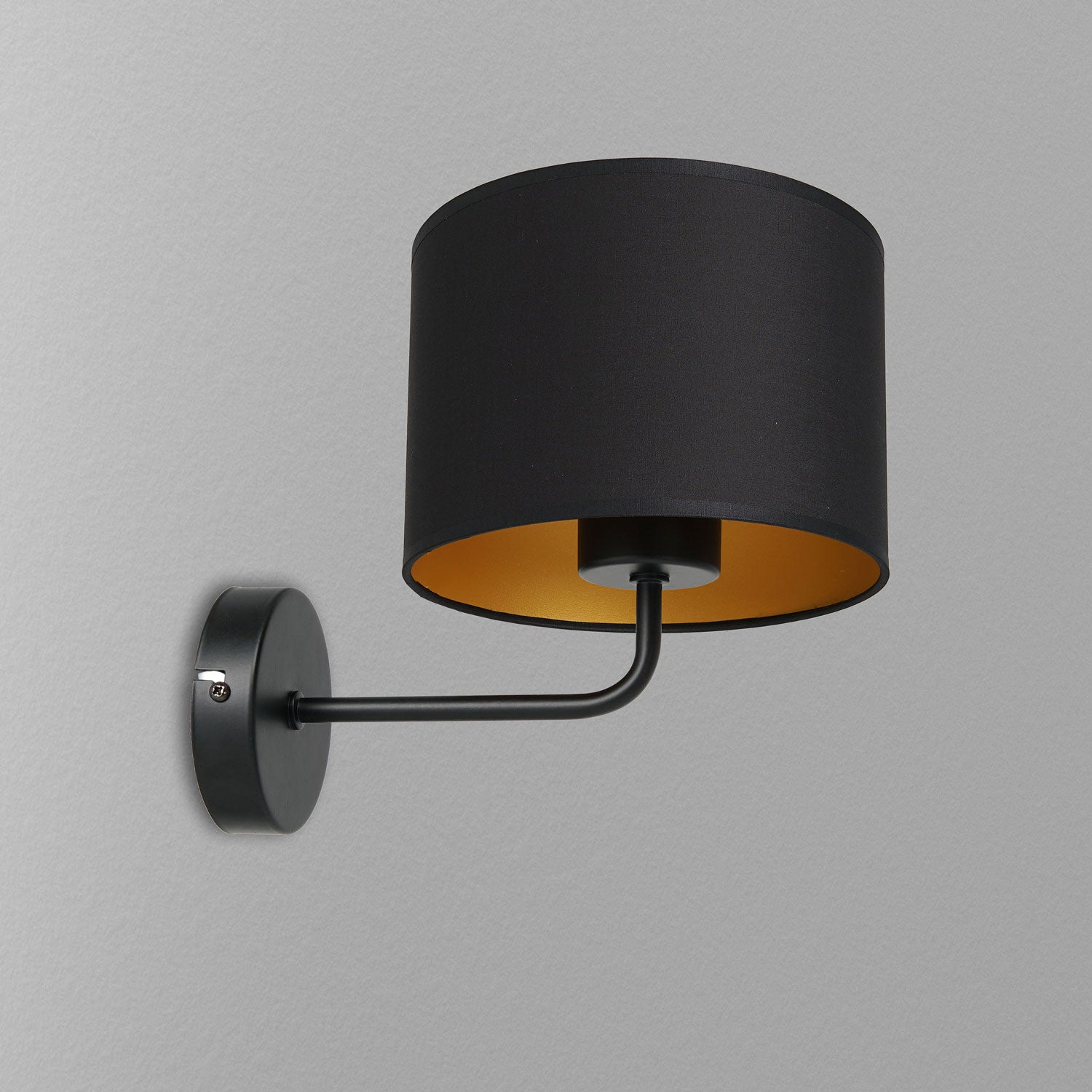 kinkiet Arden black, cylinder shade dia 180, h 150 black/gold 1xE27