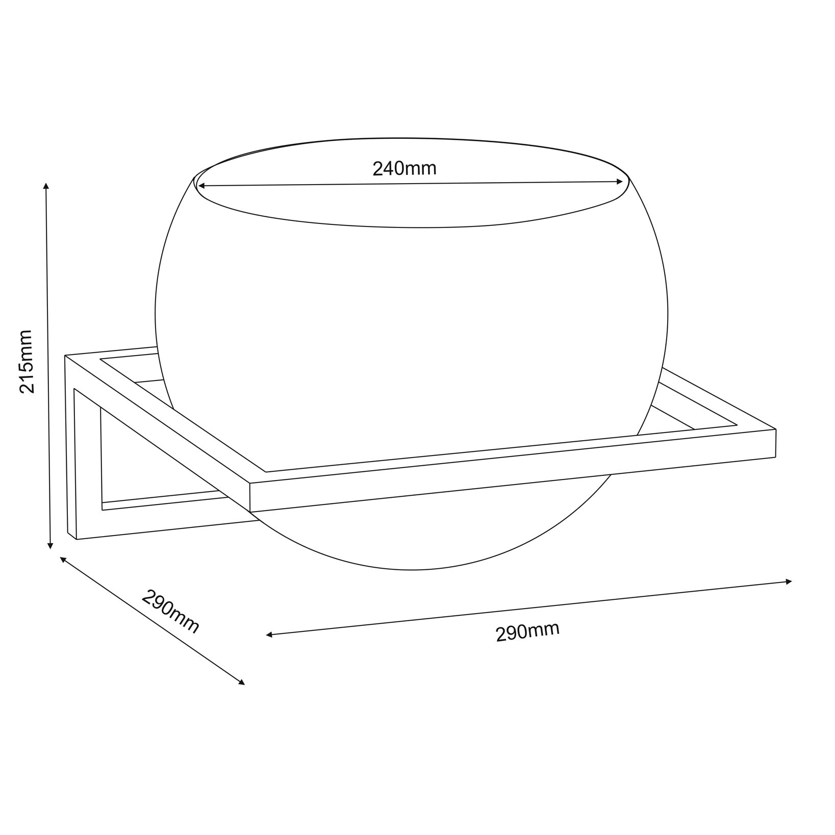 wall mounted flower hanger black with round pot ….x290x290