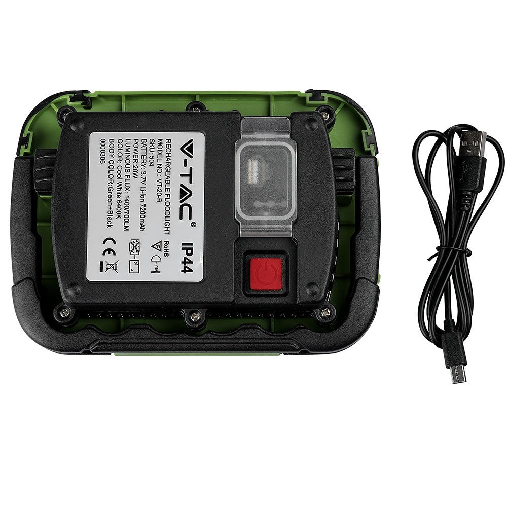 20W Naświetlacz LED z akumulatorem / Chip SAMSUNG / Funkcje SOS FLASH+USB+Gniazdo MICRO / Barwa:6400K