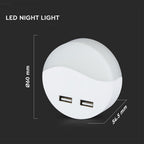LED Mini lampka nocna z ładowarką USB / Chip SAMSUNG / Barwa:4000K / Okrągły