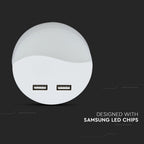 LED Mini lampka nocna z ładowarką USB / Chip SAMSUNG / Barwa:3000K / Okrągły