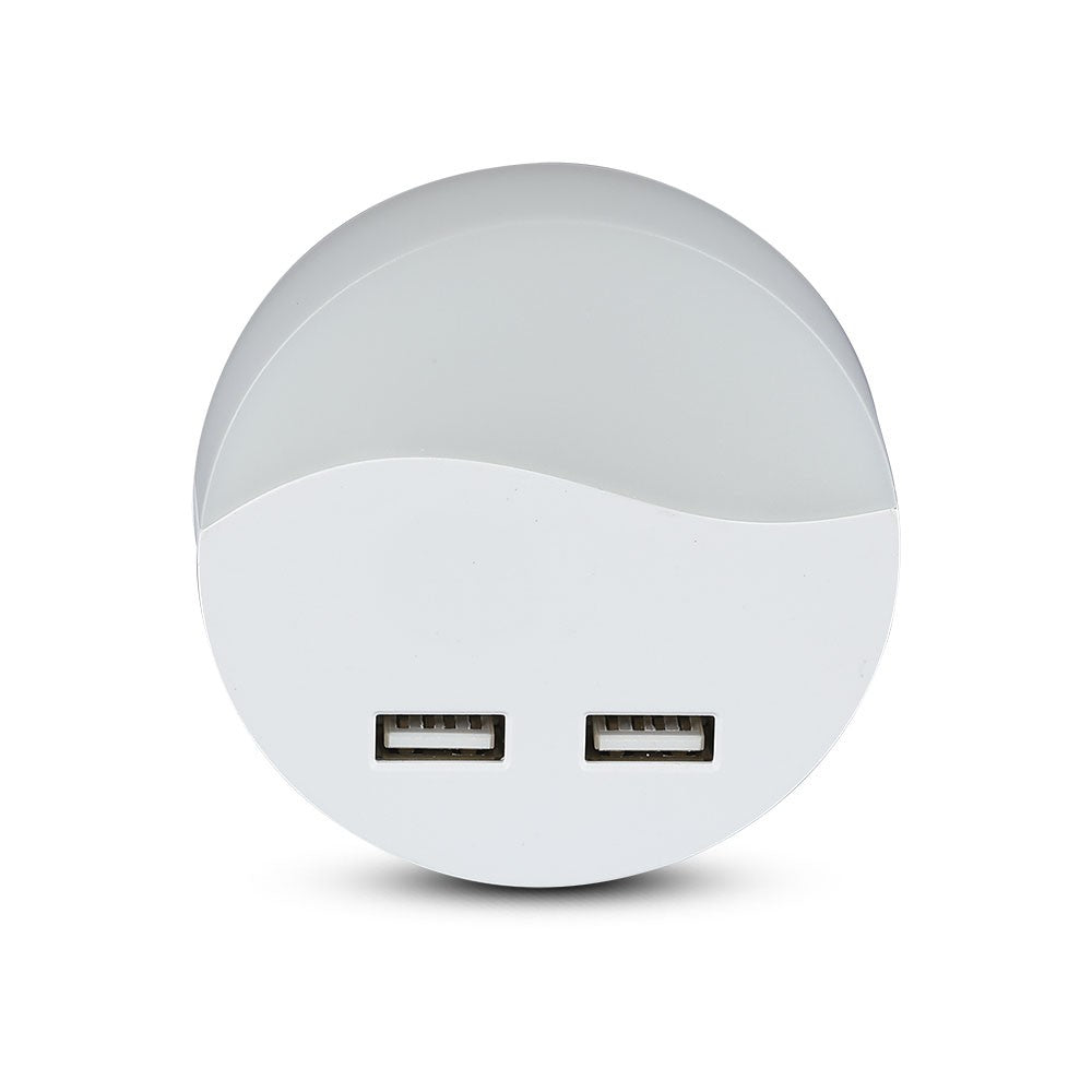 LED Mini lampka nocna z ładowarką USB / Chip SAMSUNG / Barwa:3000K / Okrągły