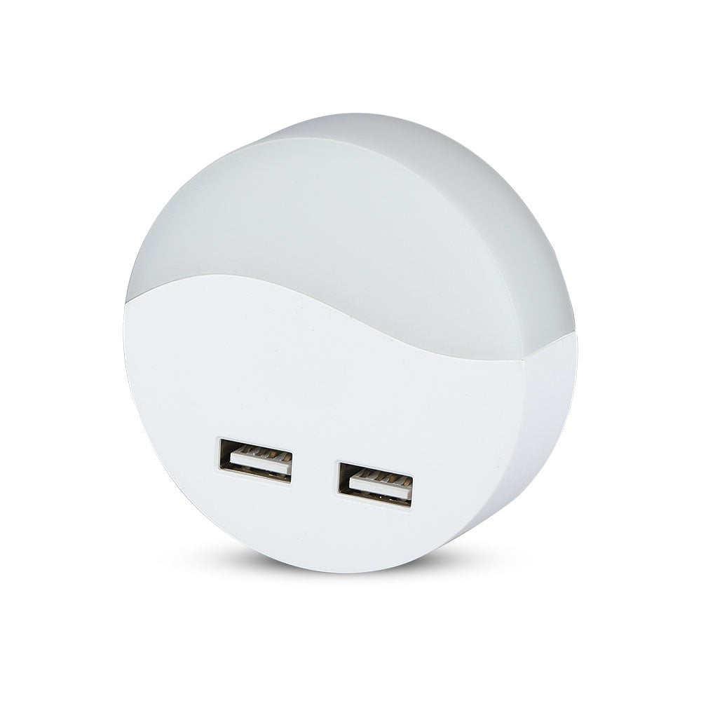 LED Mini lampka nocna z ładowarką USB / Chip SAMSUNG / Barwa:3000K / Okrągły