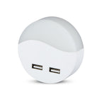 LED Mini lampka nocna z ładowarką USB / Chip SAMSUNG / Barwa:3000K / Okrągły