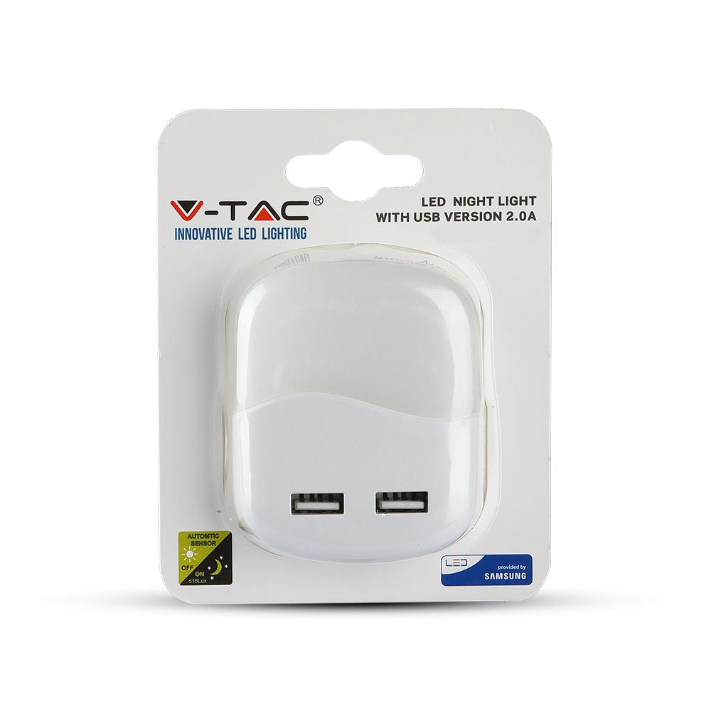 Mini lampka nocna z ładowarką USB / Chip SAMSUNG / Barwa:4000K / Kwadrat