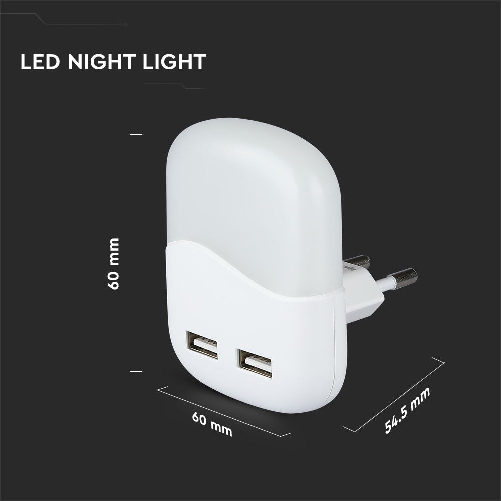 Mini lampka nocna z ładowarką USB / Chip SAMSUNG / Barwa:4000K / Kwadrat