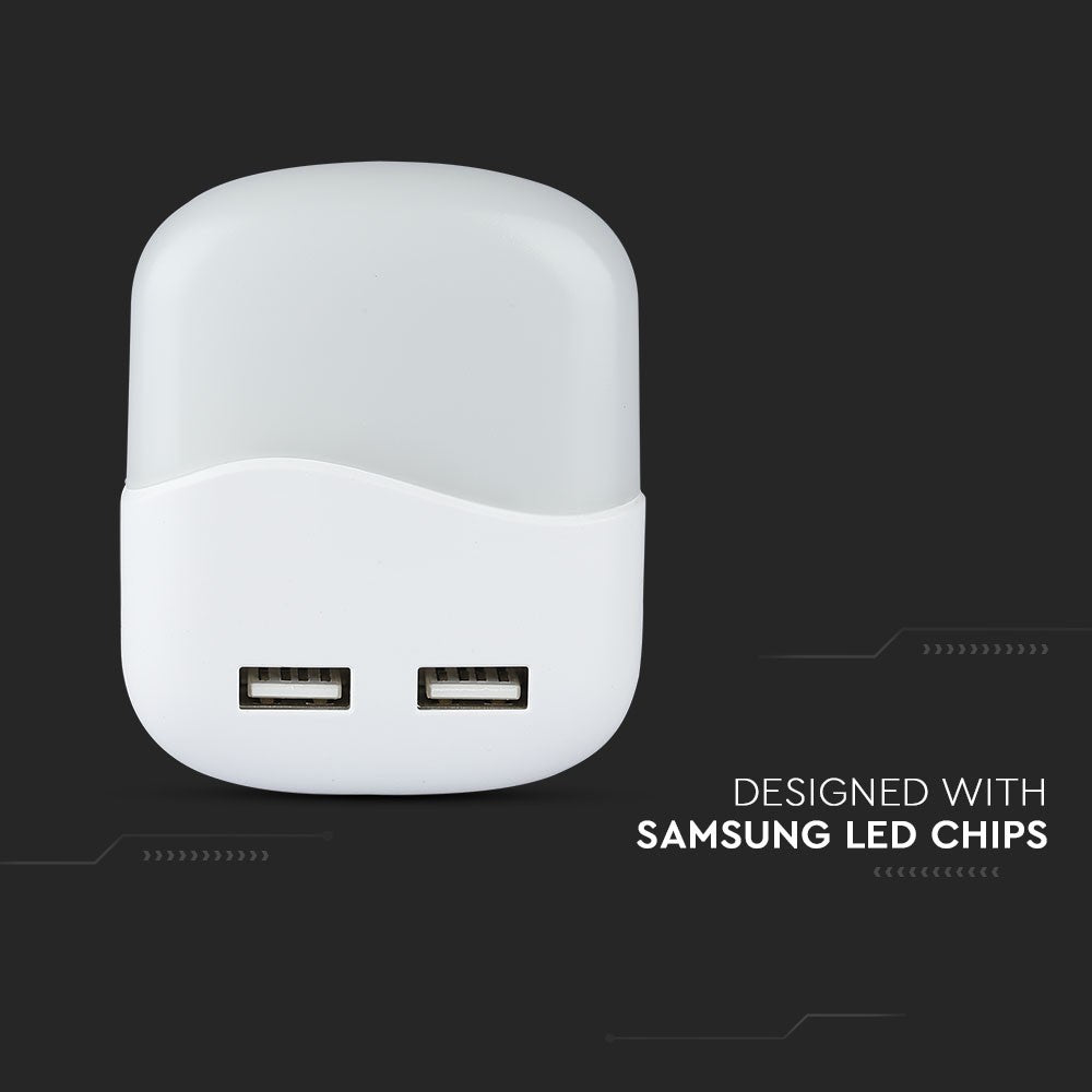 Mini lampka nocna z ładowarką USB / Chip SAMSUNG / Barwa:3000K / Kwadrat
