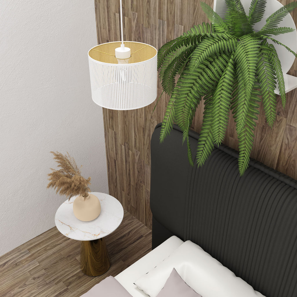 żyrandol Loft shade white, cylinder shade dia 250, h 170 white/gold 1xE27