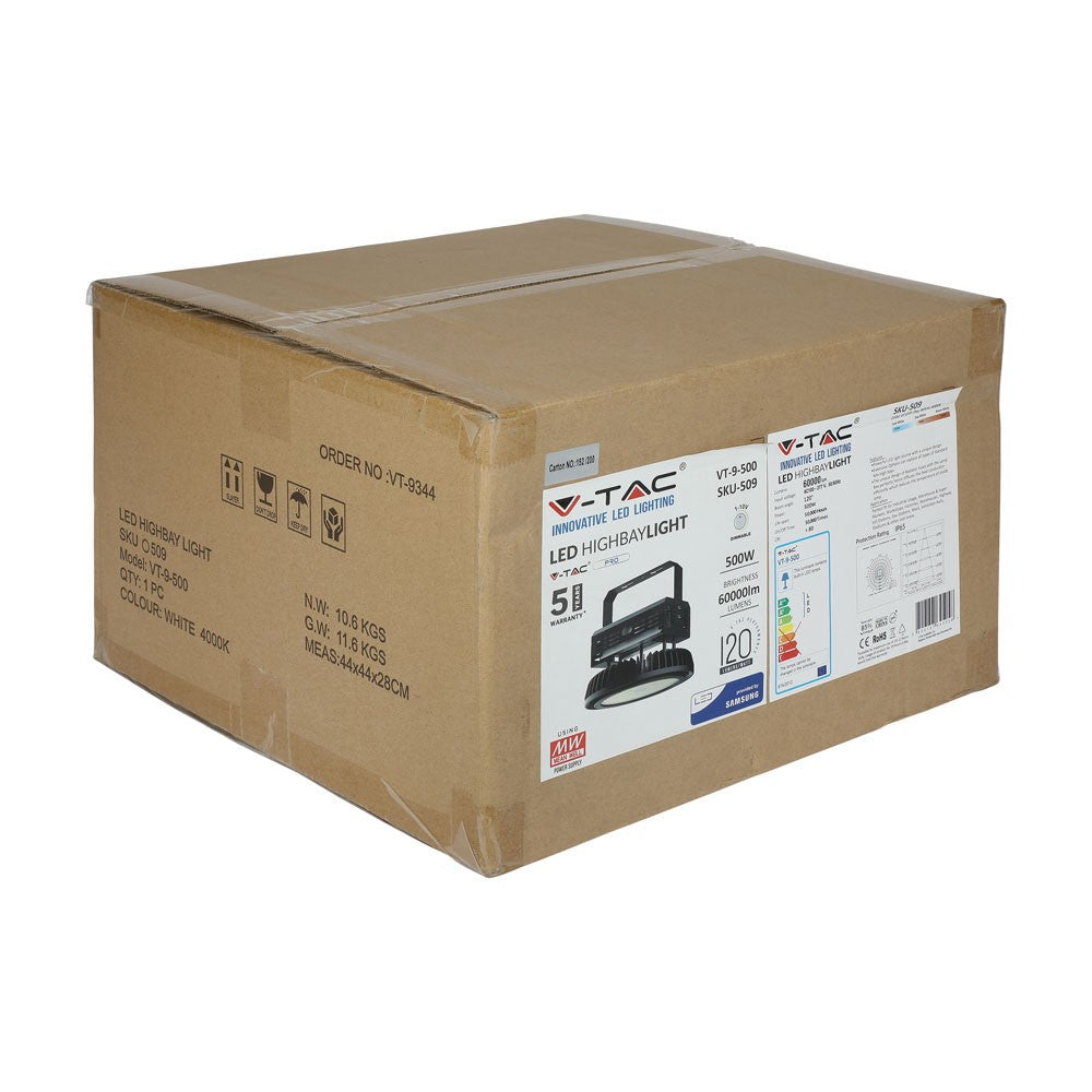 500W Oprawa Highbay LED ( Zasilacz MEANWELL ) / Chip SAMSUNG / Barwa:4000K / Kąt 120' / Obudowa: Czarna