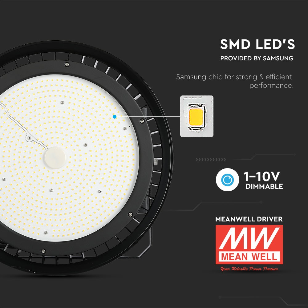 500W Oprawa Highbay LED ( Zasilacz MEANWELL ) / Chip SAMSUNG / Barwa:4000K / Kąt 120' / Obudowa: Czarna