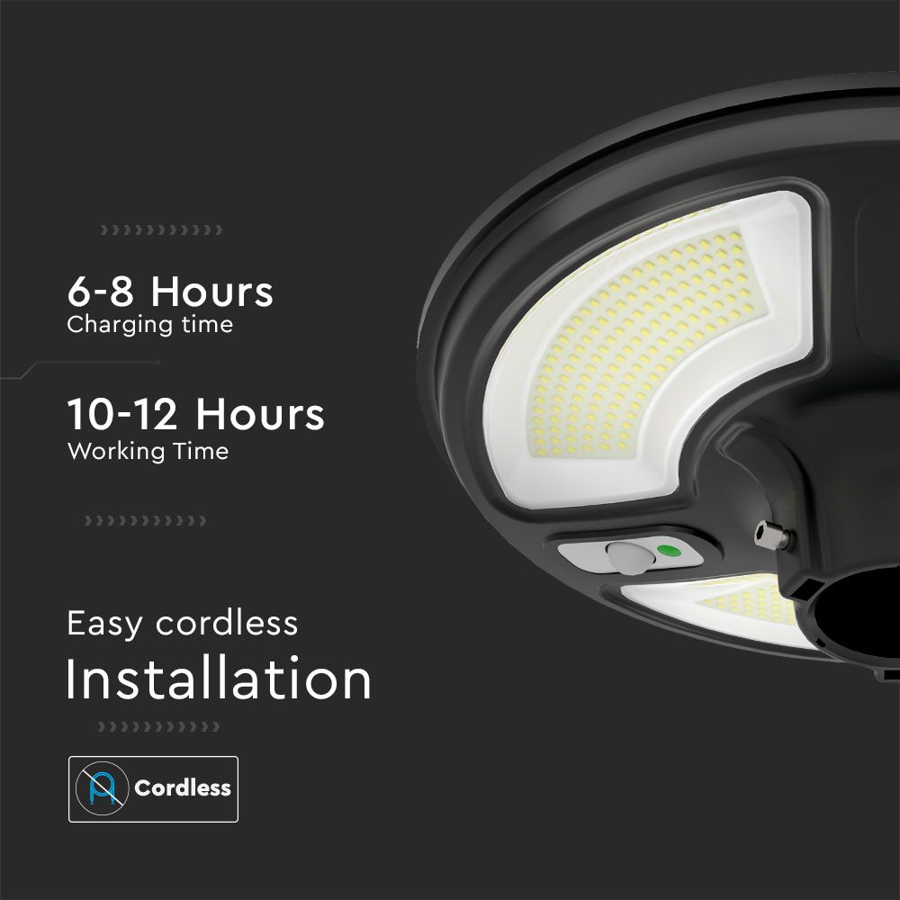 7.5W Ogrodowa Lampa Solarna z czujnikiem ruchu / Barwa:4000K / Obudowa: Czarna
