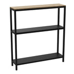 3-tiered console with plywood top, black