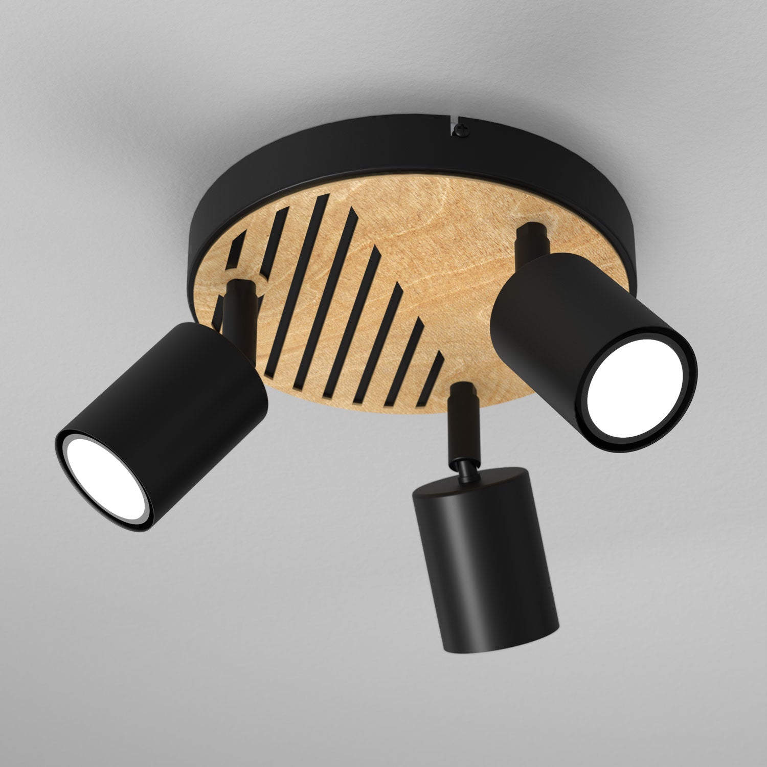 Spot Terra plate 200 black/wood/black swivel 3xGU10 (Ceryfikat FSC 100%, SGSCH-COC-070615)