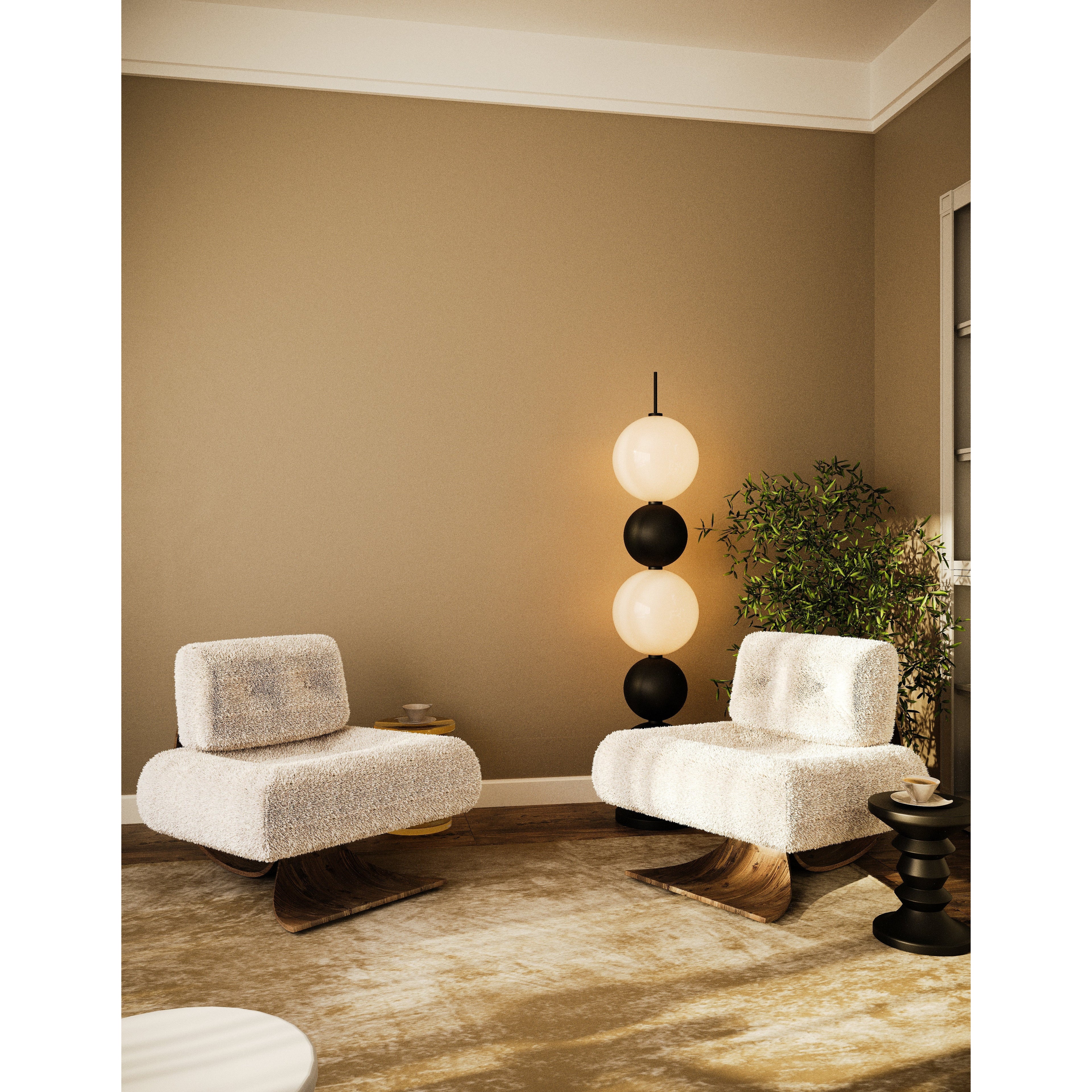 Maxlight Lampa podłogowa Tama - Metal + szkło mleczne - Czarny + biały F0058