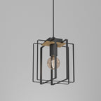 żyrandol Kortez black/wood 1xE27