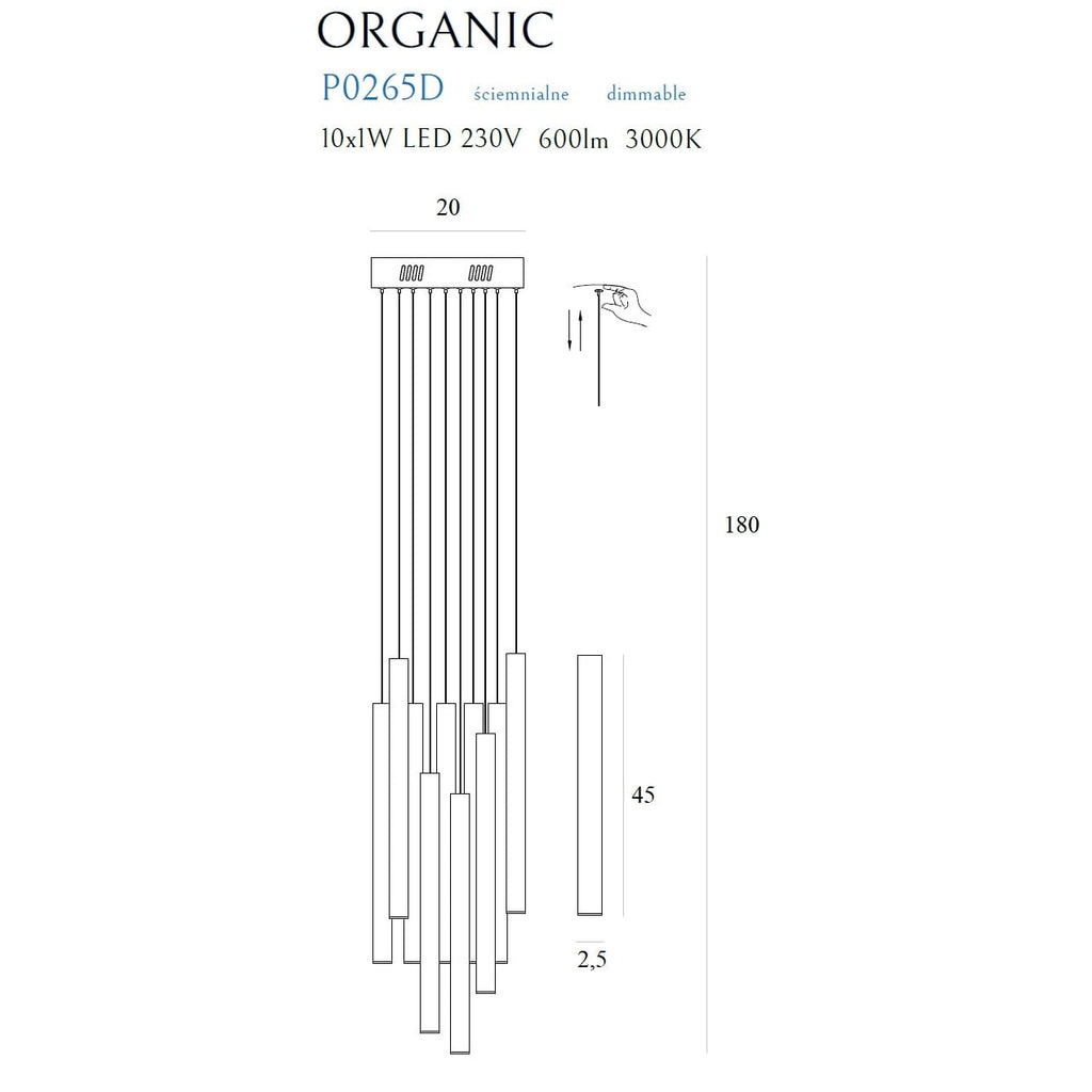 Maxlight Lampa wisząca Organic - Stal nierdzewna + akryl - Złoty P0265D