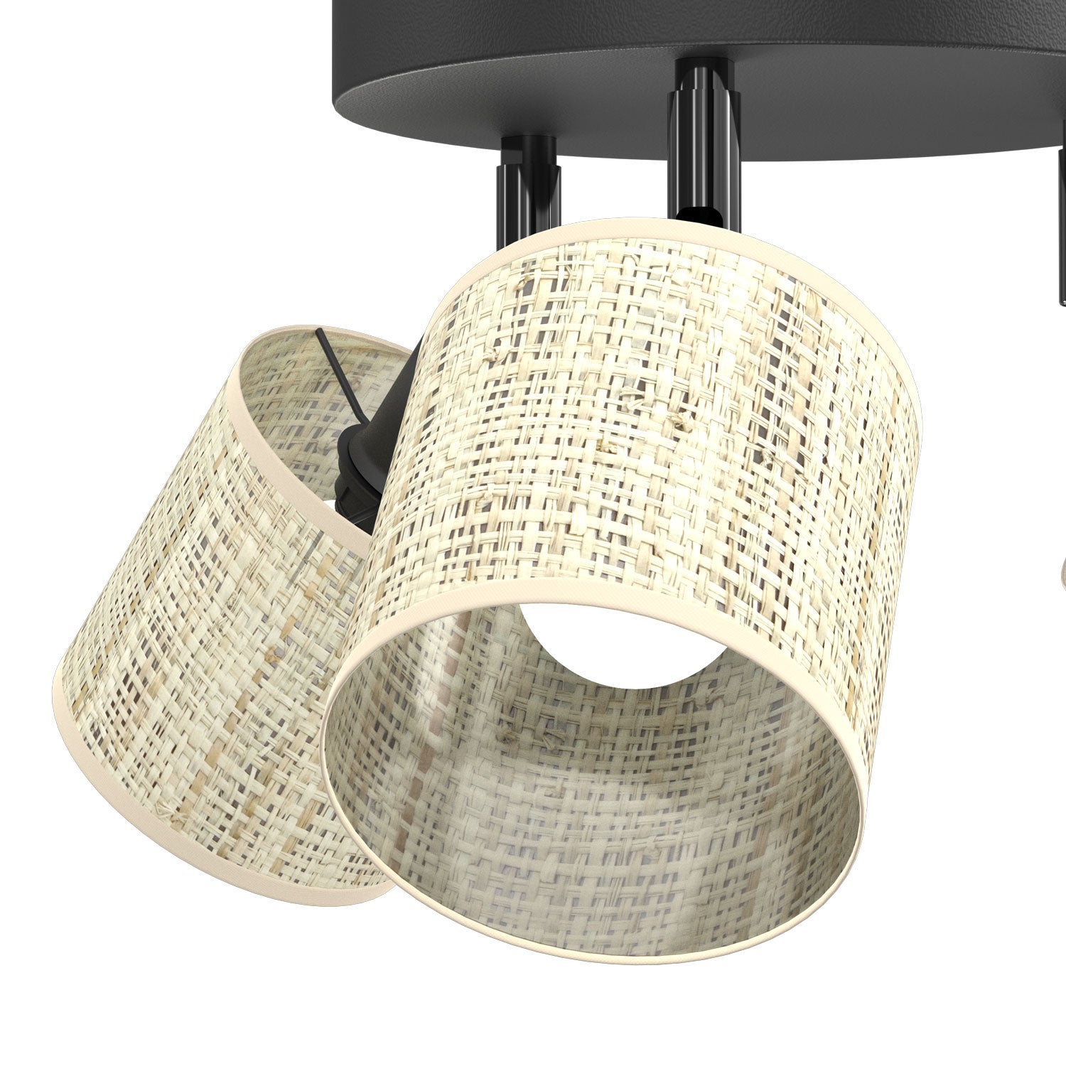 spot Rattan plate dia 200 black, shade dia 100, h 100, 3xE27