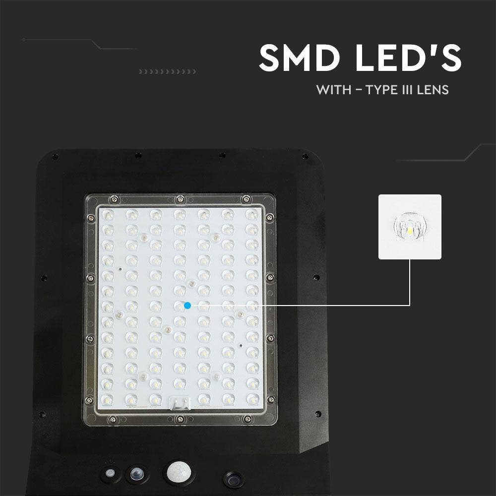 40W Lampa uliczna solarna z czujnikiem ruchu / Barwa:6000K / Obudowa: Czarna / Wydajność: 120lm/W