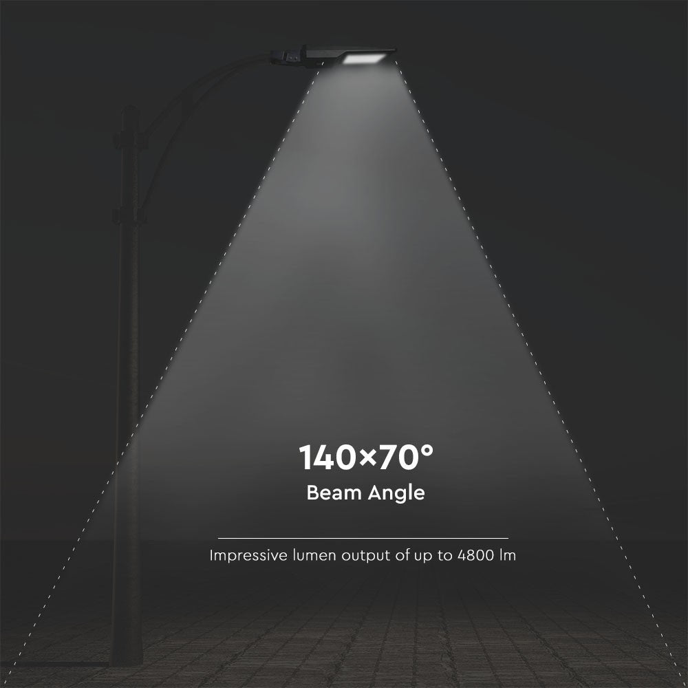 40W Lampa uliczna solarna z czujnikiem ruchu / Barwa:6000K / Obudowa: Czarna / Wydajność: 120lm/W