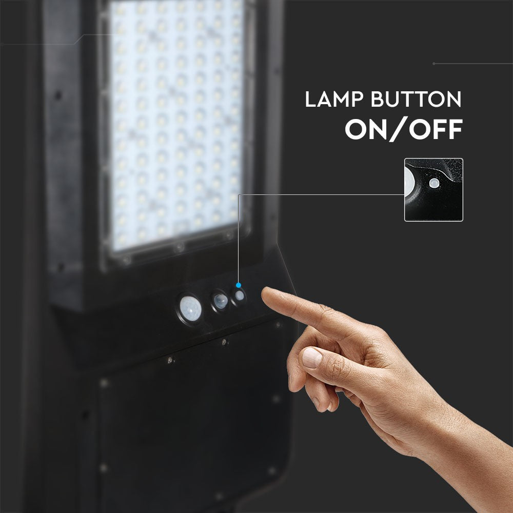 40W Lampa uliczna solarna z czujnikiem ruchu / Barwa:6000K / Obudowa: Czarna / Wydajność: 120lm/W