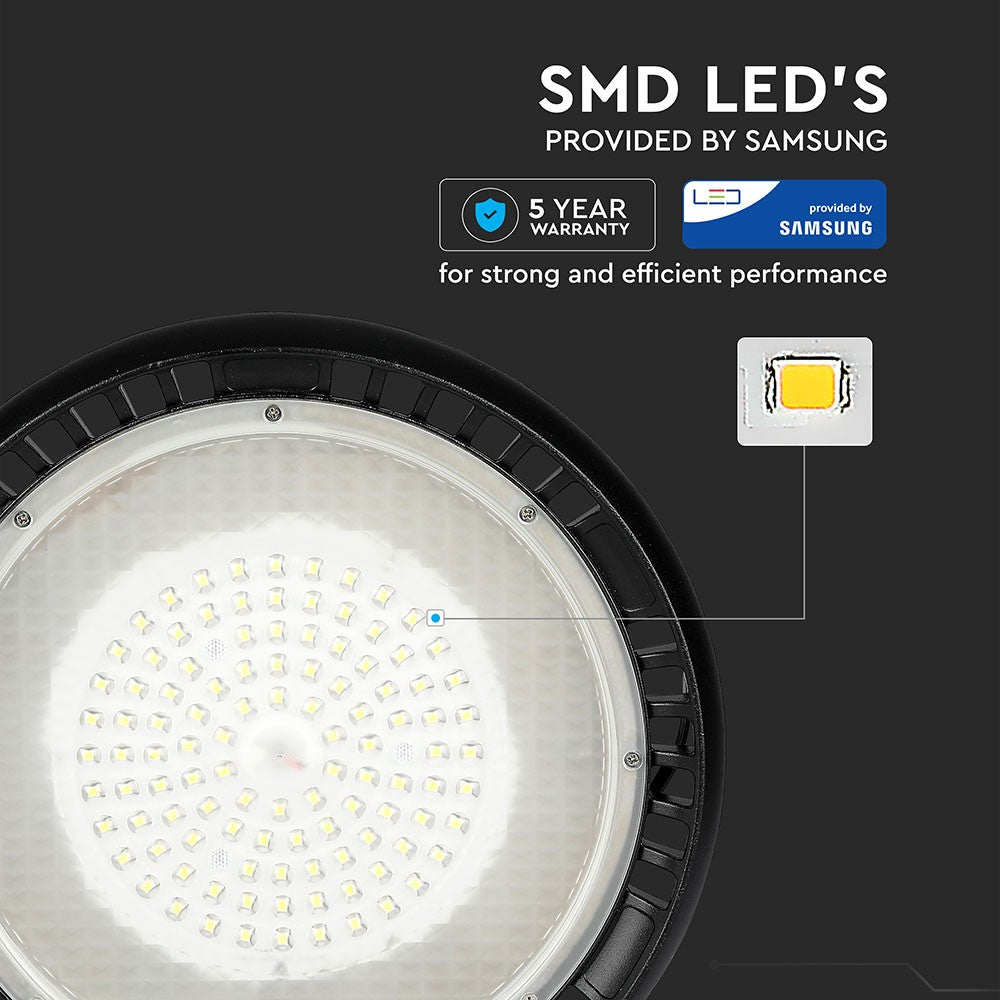 100W Oprawa Highbay LED ( Zasilacz MEANWELL ) / Chip SAMSUNG / Barwa:6400K / Kąt 90' / 5 Lat gwarancji