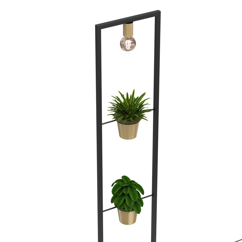 lampa podł Flores (2 gold flower pots) black/gold 1xE27
