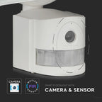 18W Naświetlacz LED SMD z czujnikiem ruchu i kamerą / Wifi / Barwa:6000K / Obudowa: Biała