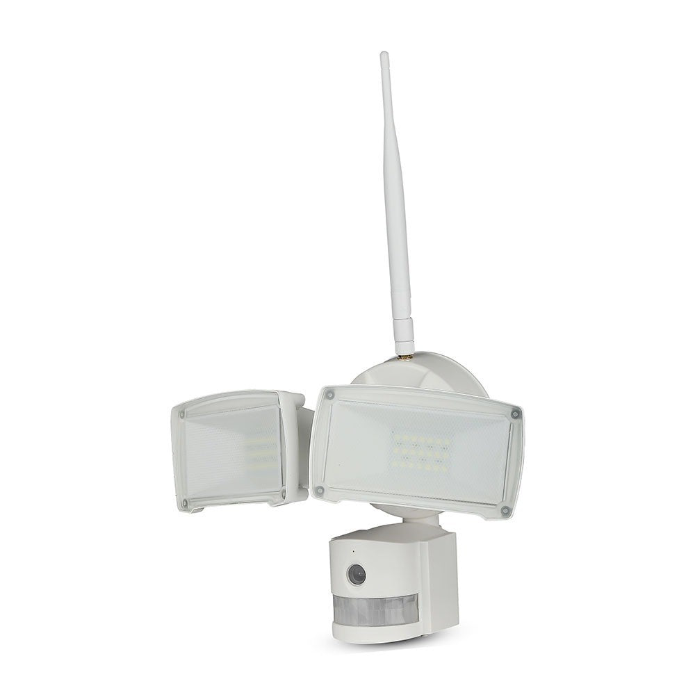 18W Naświetlacz LED SMD z czujnikiem ruchu i kamerą / Wifi / Barwa:6000K / Obudowa: Biała