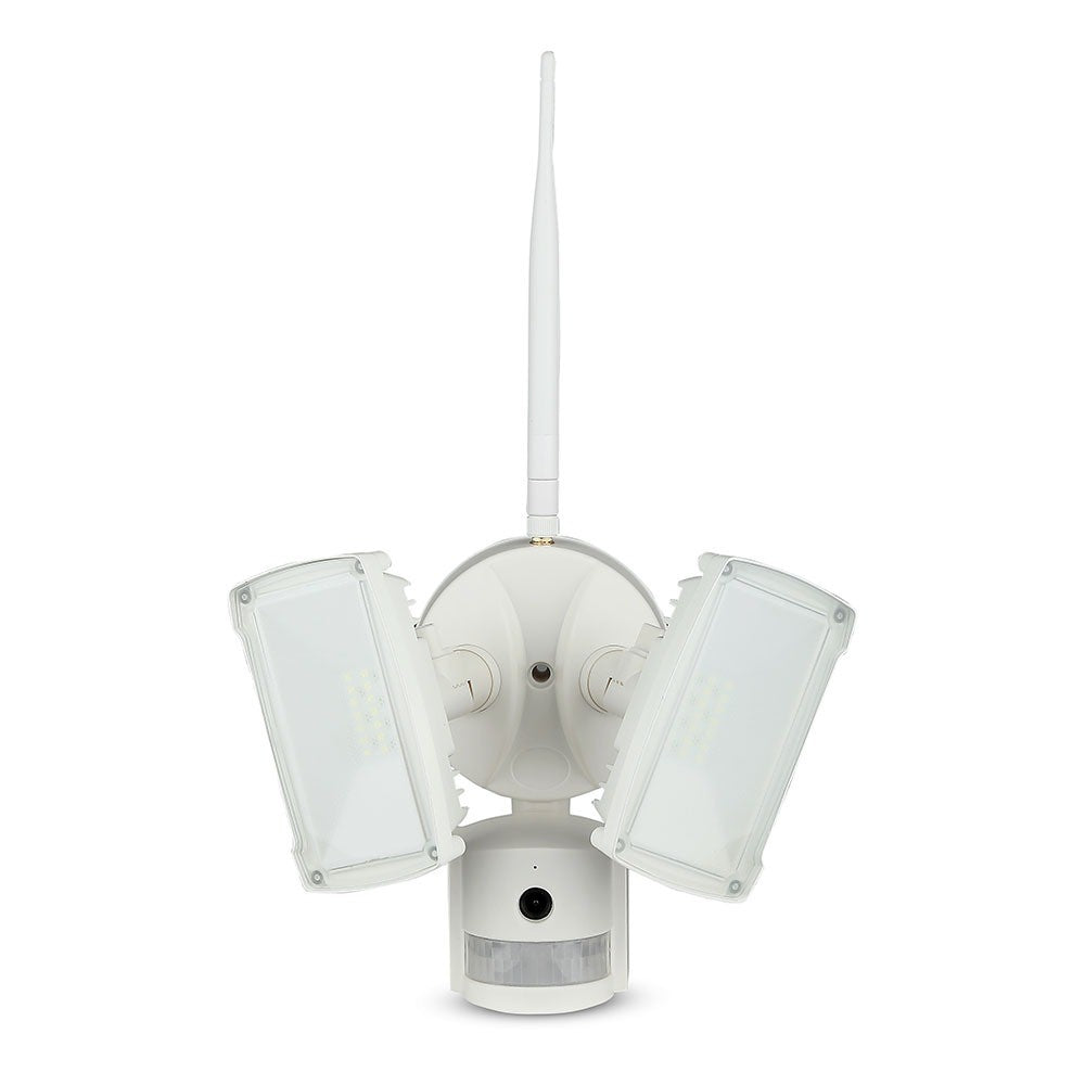 18W Naświetlacz LED SMD z czujnikiem ruchu i kamerą / Wifi / Barwa:6000K / Obudowa: Biała