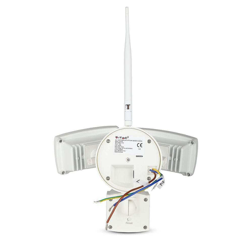 18W Naświetlacz LED SMD z czujnikiem ruchu i kamerą / Wifi / Barwa:6000K / Obudowa: Biała