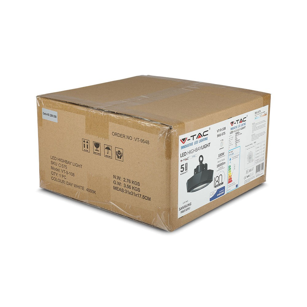 100W Oprawa Highbay LED ( Zasilacz SAMSUNG ) / Barwa:6000K / Obudowa: Czarna(180LM/W)