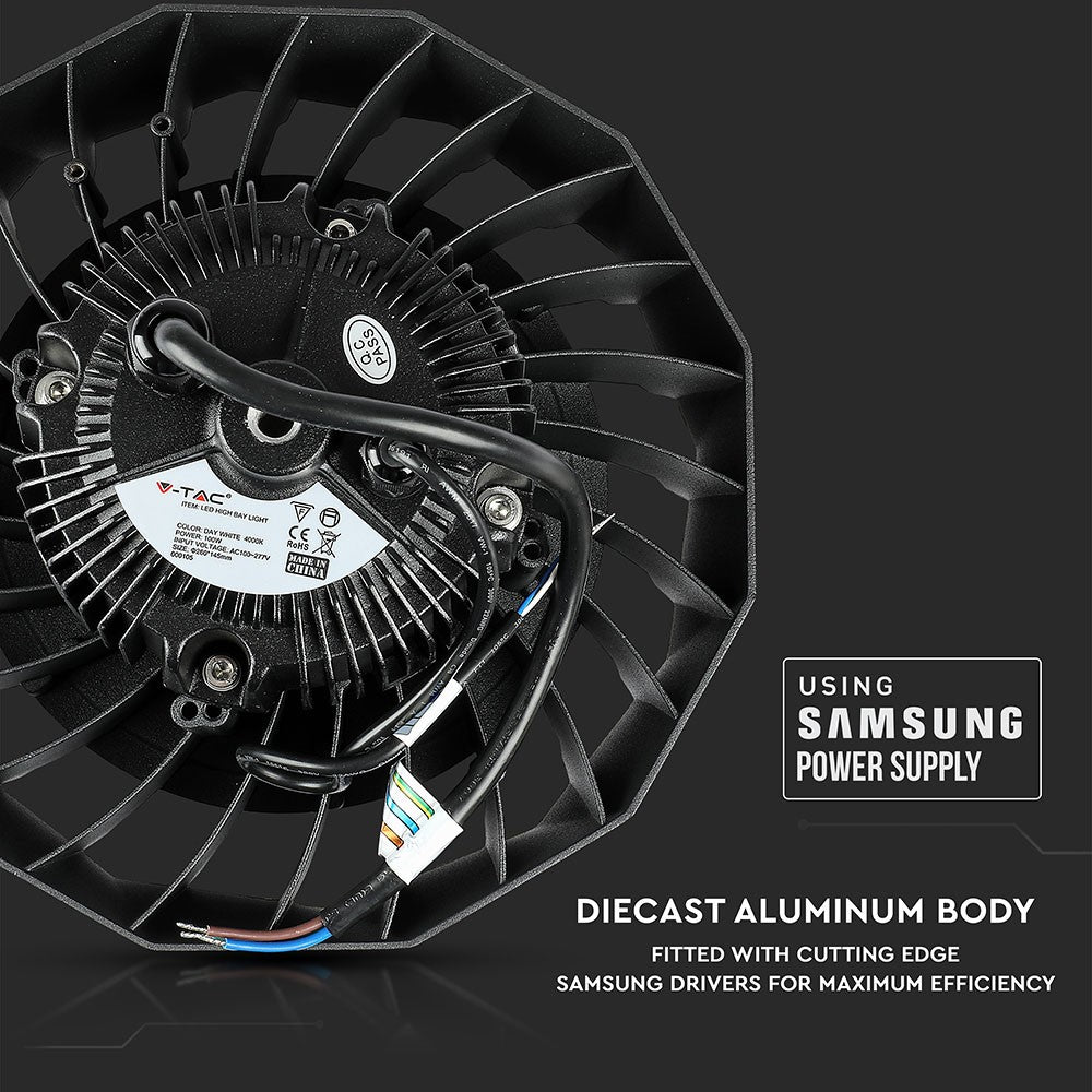 100W Oprawa Highbay LED ( Zasilacz SAMSUNG ) / Barwa:6000K / Obudowa: Czarna(180LM/W)