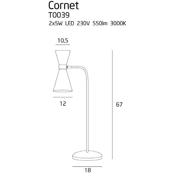 Maxlight Lampa stołowa Cornet - Metal - Czarny + złoty T0039