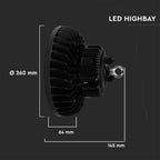 200W Oprawa Highbay LED / Zasilacz: MEANWELL / Chip SAMSUNG / Barwa:4000K / Obudowa: Czarna / Skuteczność: 140lm/W