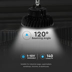 200W Oprawa Highbay LED / Zasilacz: MEANWELL / Chip SAMSUNG / Barwa:6400K / Obudowa: Czarna / Skuteczność: 140lm/W