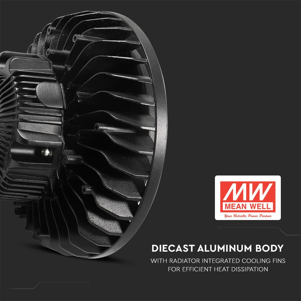 200W Oprawa Highbay LED / Zasilacz: MEANWELL / Chip SAMSUNG / Barwa:6400K / Obudowa: Czarna / Skuteczność: 140lm/W