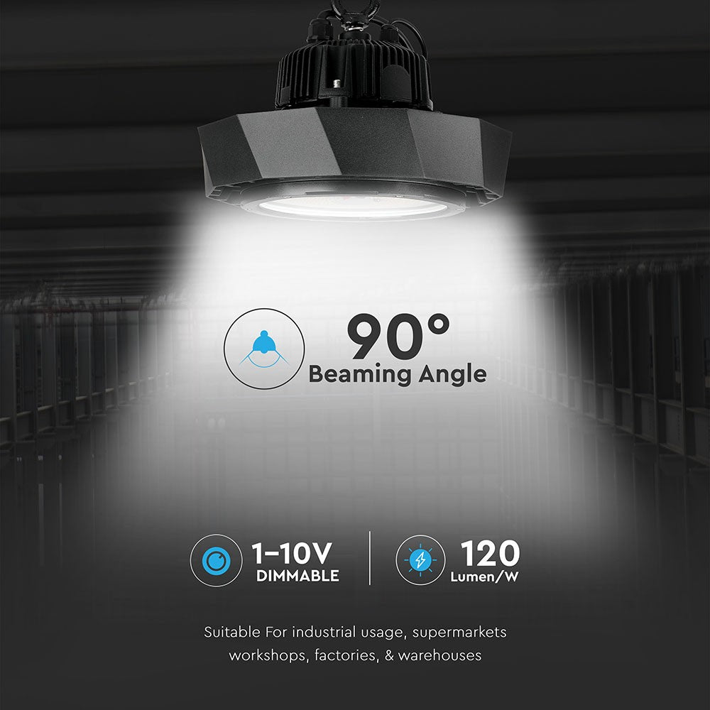 100W Oprawa Highbay LED ( Zasilacz SAMSUNG ) / Barwa:6000K / Obudowa: Czarna / Wydajność: 120lm/w / Kąt 90'