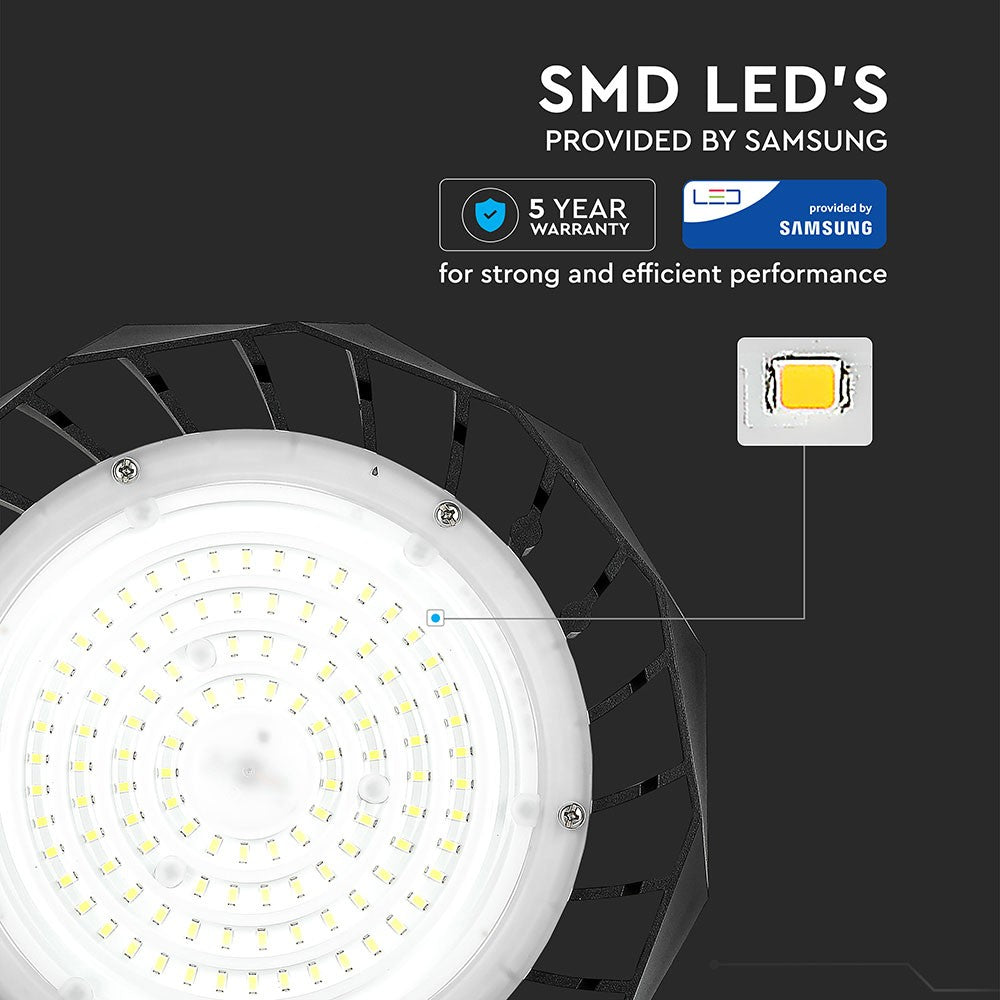 100W Oprawa Highbay LED ( Zasilacz SAMSUNG ) / Barwa:4000K / Obudowa: Czarna / Wydajność: 120lm/w / Kąt 90'