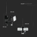 18W Naświetlacz LED SMD z czujnikiem ruchu i kamerą / Wifi / Barwa:6000K / Obudowa: Czarna