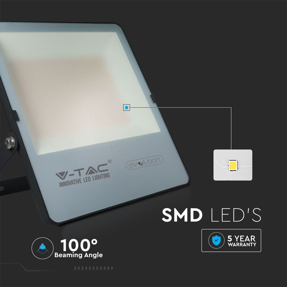 200W Naświetlacz LED 6400K / Obudowa: Czarna / Skuteczność z diody 160lm/W