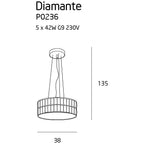 Maxlight Lampa wisząca Diamante 38cm - Metal + szkło - Chrom P0236