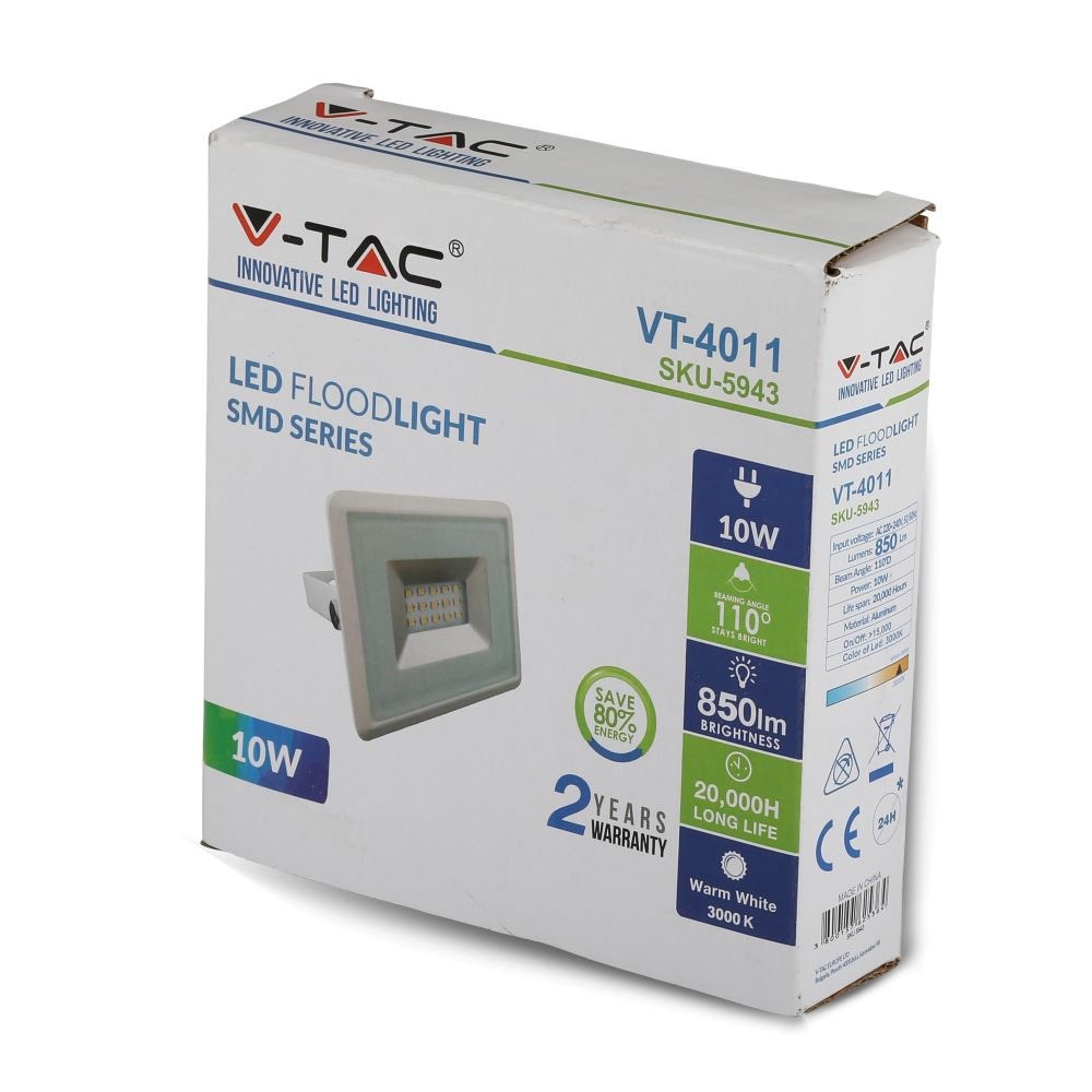 10W Naświetlacz LED SMD / Barwa:4000K / Obudowa: Biała