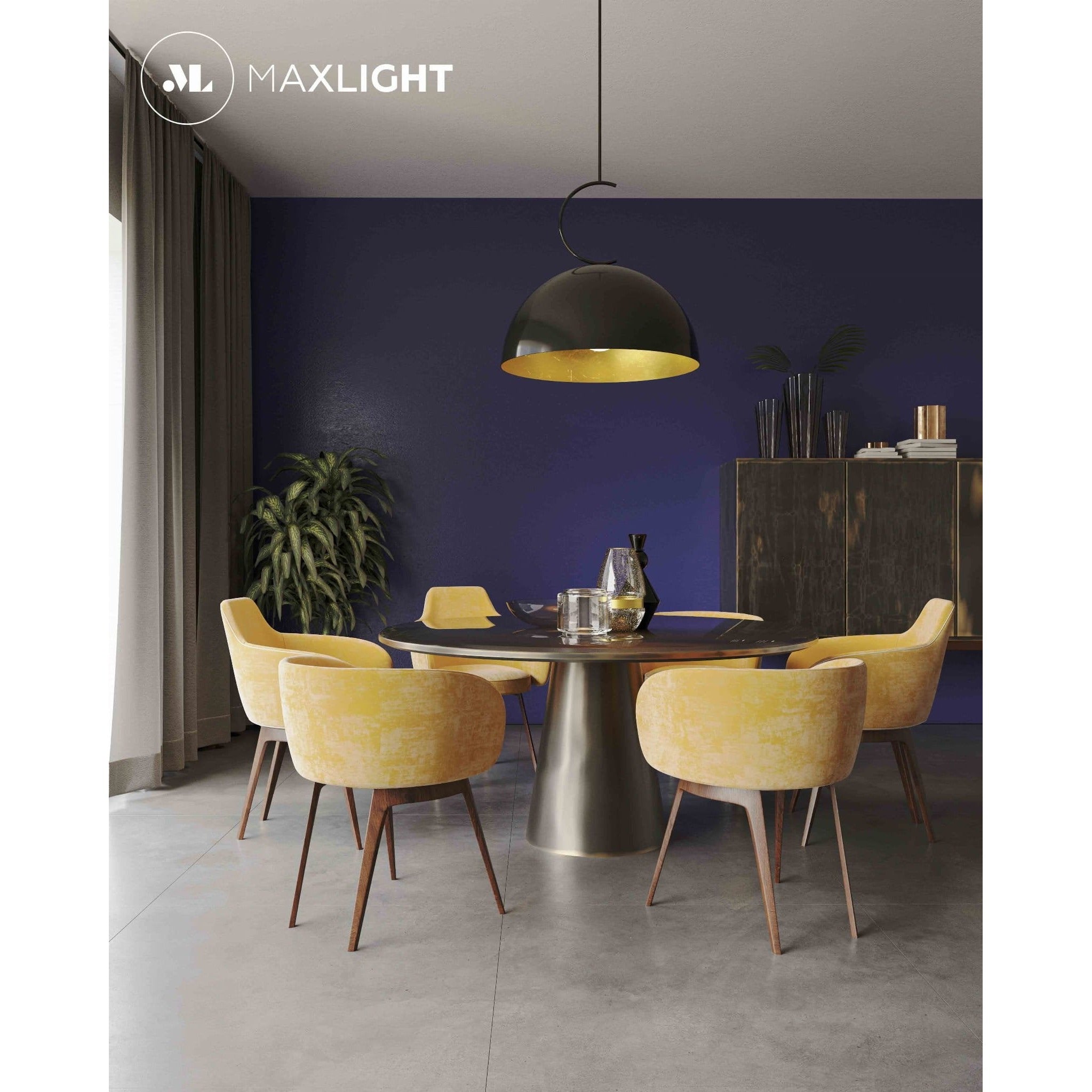 Maxlight Lampa wisząca Twenty - Stal nierdzewna + żelazo - Czarny chrom + złoty malowany P0463
