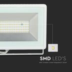 50W Naświetlacz LED SMD / Barwa:6500K / Obudowa: Biała