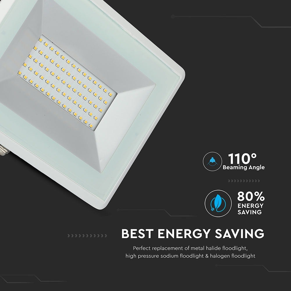 50W Naświetlacz LED SMD / Barwa:6500K / Obudowa: Biała