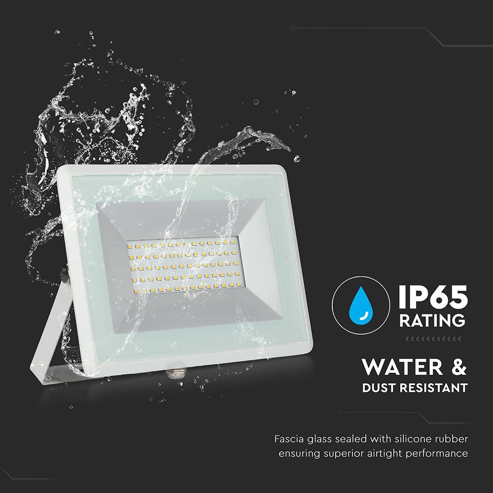 50W Naświetlacz LED SMD / Barwa:6500K / Obudowa: Biała