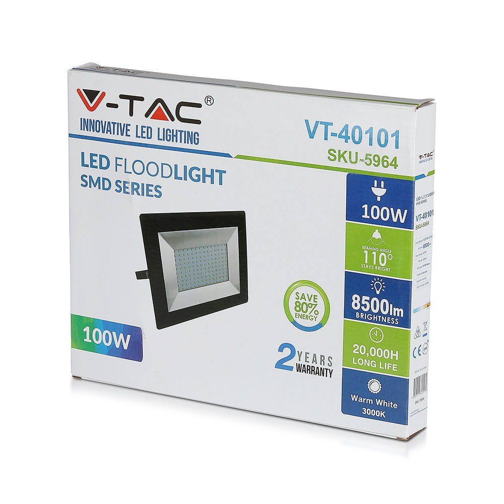 100W Naświetlacz LED SMD / Barwa:4000K / Obudowa: Czarna