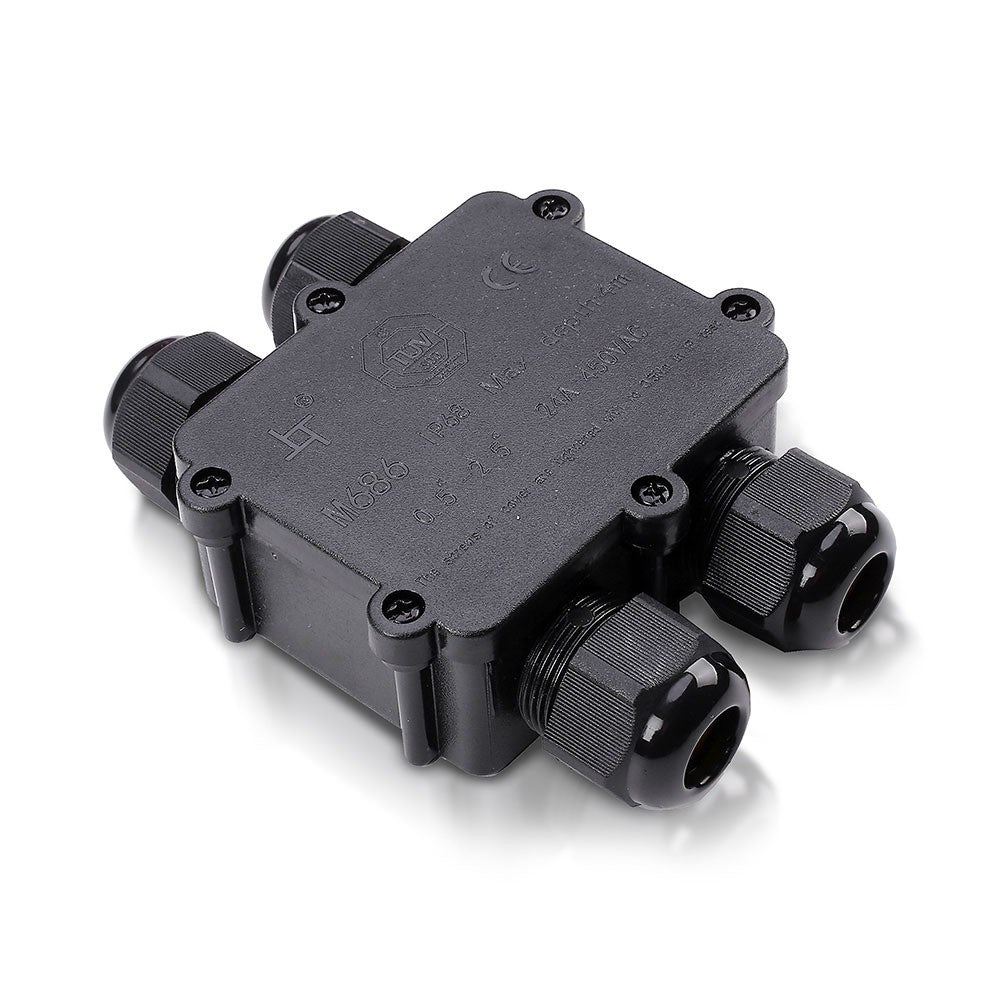 Złącze kablowe hermetyczne do przewodów elektrycznych / Ilość przewodów: 4 / Przekrój żyły: 0,5-2,5mm² / Średnica kabla: 8-12mm / IP68 / Czarny