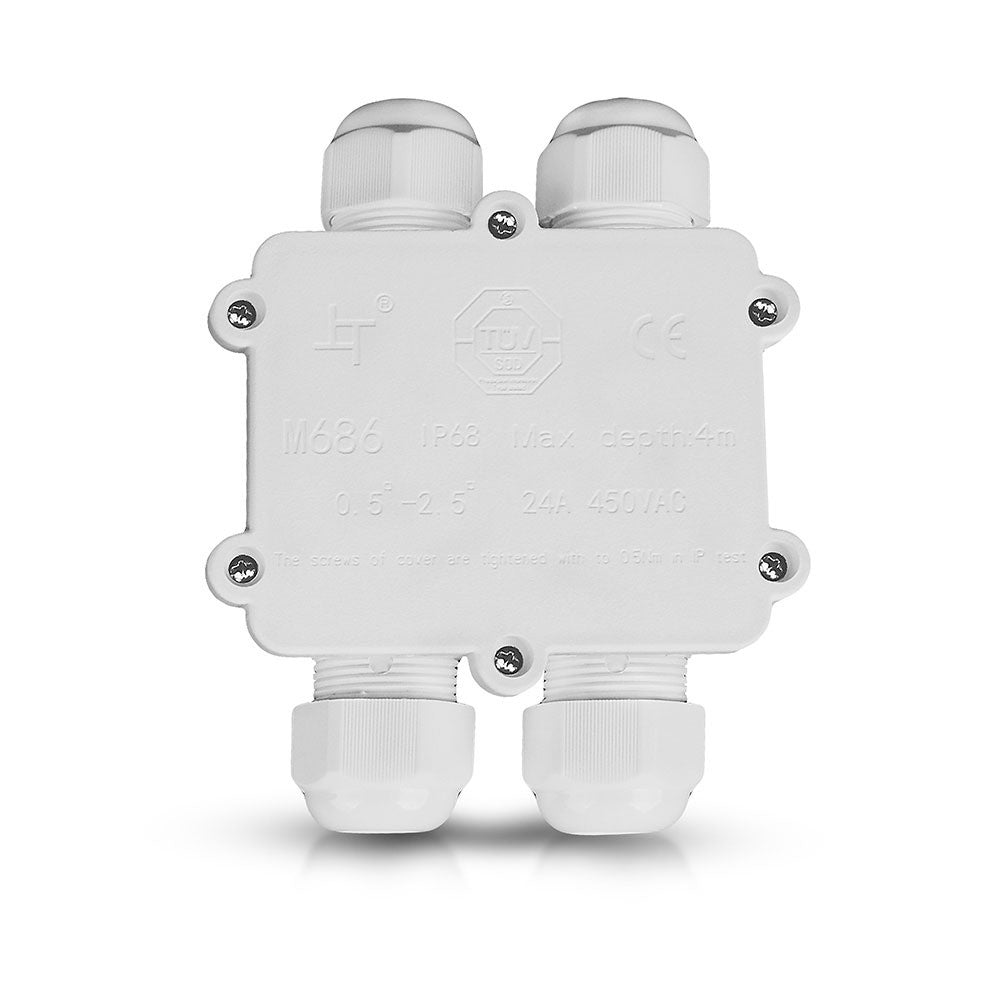 Złącze kablowe hermetyczne do przewodów elektrycznych / Ilość przewodów: 4 / Przekrój żyły: 0,5-2,5mm² / Średnica kabla: 8-12mm / IP68 / Biały